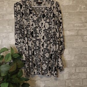 Black and Cream Patterned Blouse